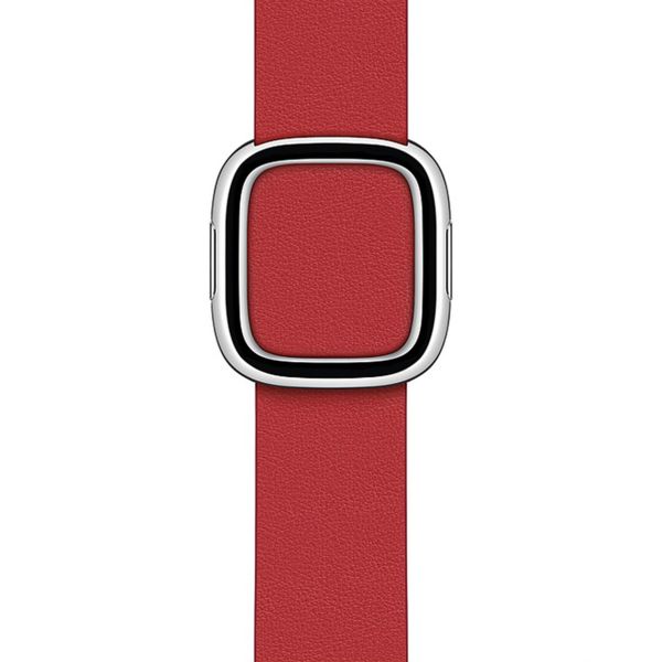 Apple Leather Band Modern Buckle für die Apple Watch Series 1 bis 9 / SE (38/40/41 mm) | Series 10 (42 mm) - Größe M - Scarlet Red