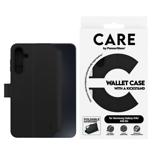 CARE by PanzerGlass Feature Wallet Case w. Kickstand für das Samsung Galaxy A16 (5G) - Schwarz