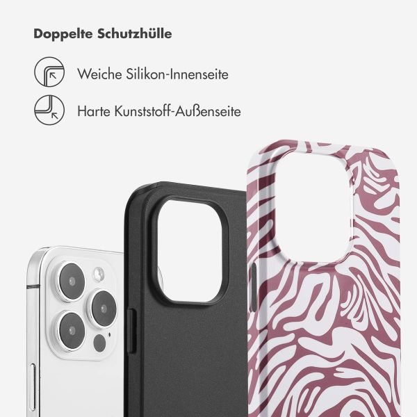 Selencia Vivid Tough Back Cover für das iPhone 14 - Trippy Swirl Dark Rose