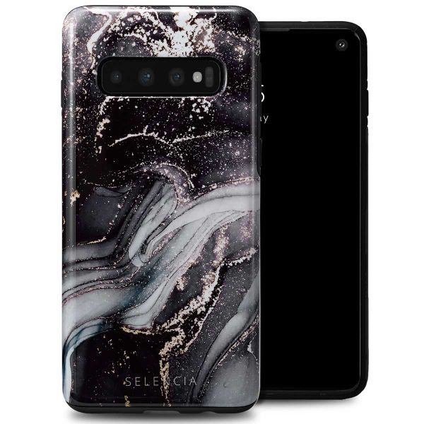 Selencia Vivid Tough Back Cover für das Samsung Galaxy S10 - Chic Marble Black