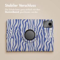 imoshion 360° drehbare Design Klapphülle für das Lenovo Tab M11 - White Blue Stripes