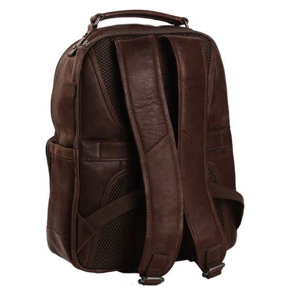 The Chesterfield Brand Austin Laptop Rucksack 14 Zoll - Echtes Leder - Dunkelbraun