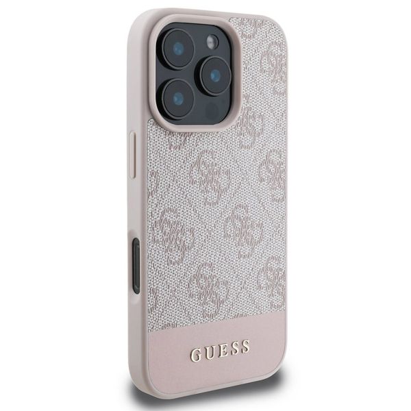 Guess Bottom Stripe 4G Back Cover für das iPhone 16 Pro Max - Rosa