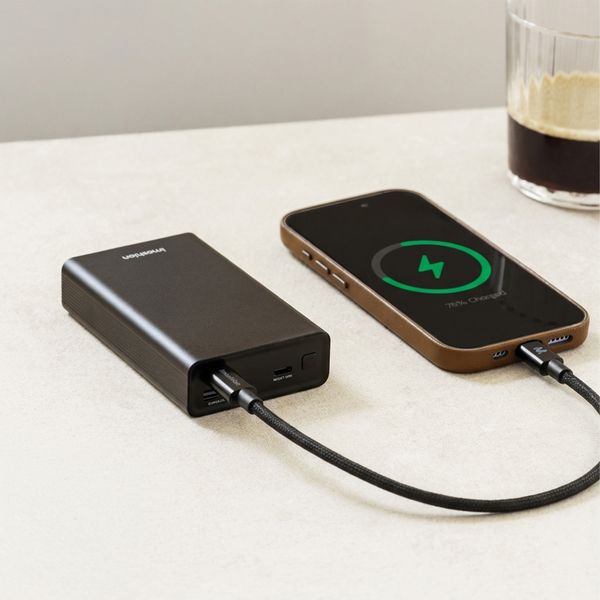 imoshion Braided USB-C-zu-USB-C-Kabel 100 W - 0,25 Meter - Schwarz