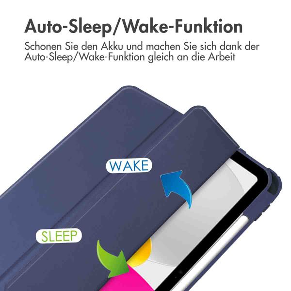 imoshion Trifold Hardcase Klapphülle Apple iPad 11 (2025) 11 Zoll A16 / iPad 10 (2022) 10.9 Zoll - Dunkelblau