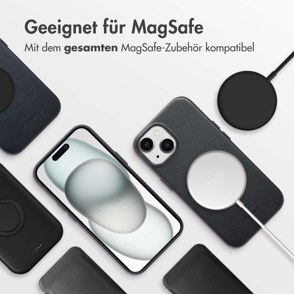 Accezz MagSafe Leather Backcover für das iPhone 15 - Onyx Black