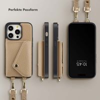 Selencia Sera Kordel-Hulle mit Kartenhalter-Umschlag für das iPhone 14 Pro - Beige