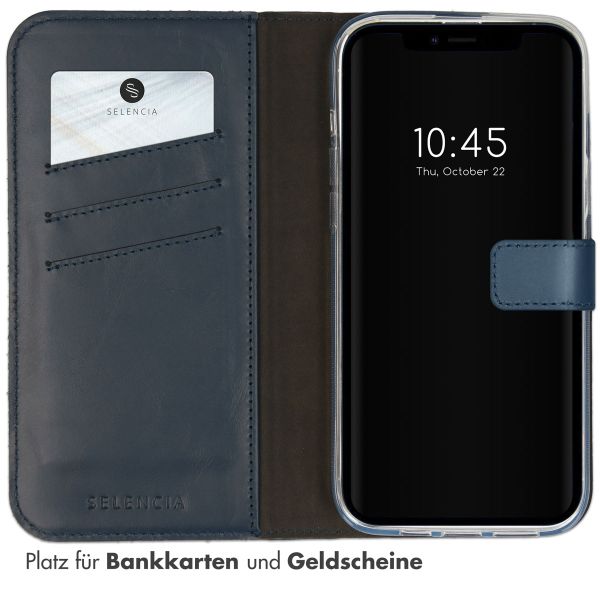 Selencia Echtleder Klapphülle Apple iPhone 14 Plus - Blau