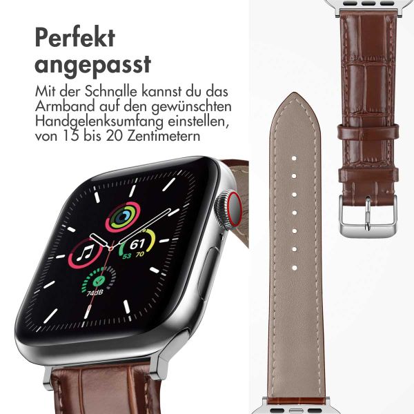 imoshion Leder-Krokodilarmband für die Apple Watch Series 1 bis 9 / SE (38/40/41 mm) | Series 10 (42 mm) - Braun