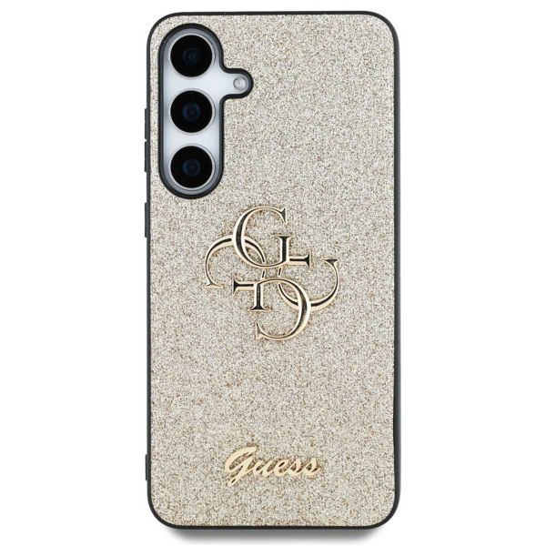 Guess 4G Metal Logo Back Cover mit Glitter Samsung Galaxy S25 - Gold