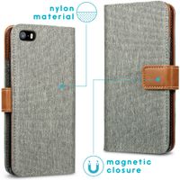 imoshion Luxuriöse Canvas-Klapphülle iPhone SE / 5 / 5s - Grau