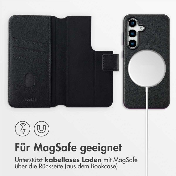 Accezz 2-in-1 Klapphülle aus Leder mit MagSafe für das Samsung Galaxy S25 - Onyx Black