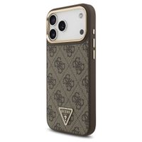 Guess Classic Triangle Logo Leather Back Cover mit MagSafe Apple iPhone 17 Pro Max - Braun