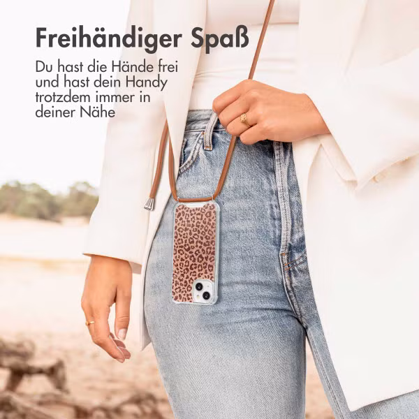 imoshion Design Hülle mit Band Apple iPhone 14 - Leopard Mood