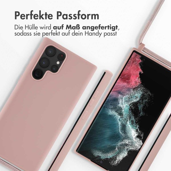 imoshion Silikonhülle mit Band für das Samsung Galaxy S22 Ultra - Sand Pink