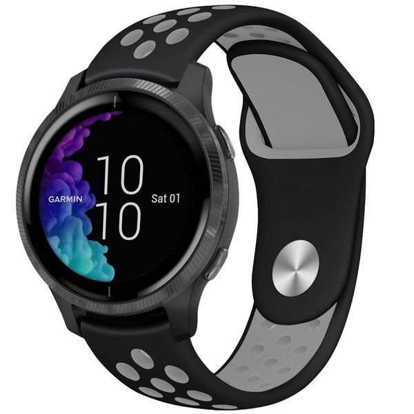 imoshion Silikonband Sport für Garmin Venu / Vivoactive 3 / Forerunner 245 - Schwarz / Grau