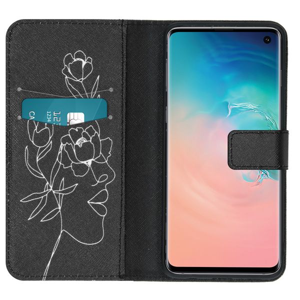 imoshion Design TPU Klapphülle Galaxy S10 - Woman Flower Black