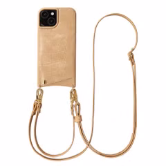 Selencia Nova Croco HandyHülle mit Kordel und Kartenhalter Apple iPhone 15 - Toasted Almond