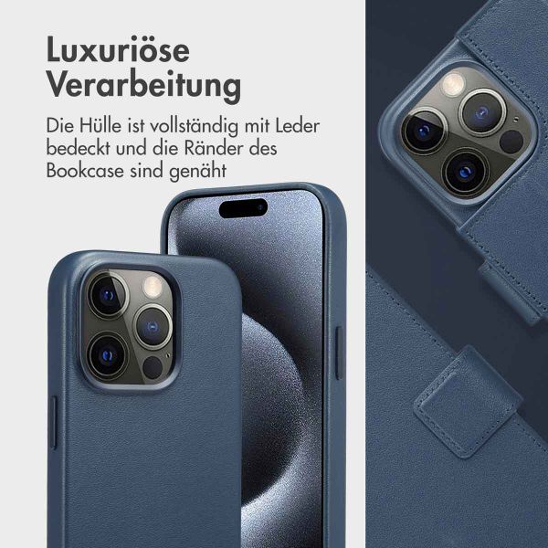 Accezz 2-in-1 Klapphülle aus Leder mit MagSafe für das Apple iPhone 15 Pro - Nightfall Blue