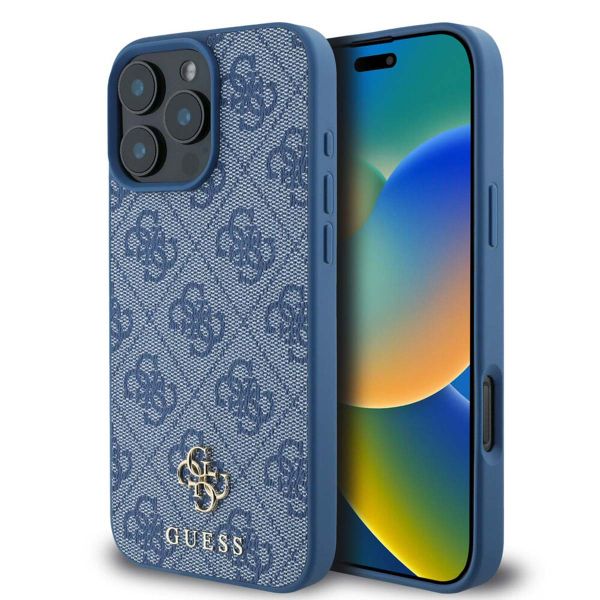 Guess 4G Metal Logo Back Cover MagSafe Apple iPhone 16 Pro - Blau