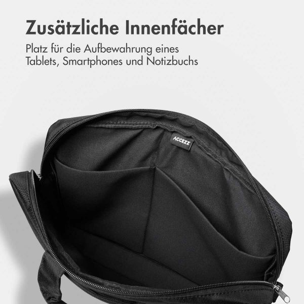 Accezz Geschäftliche Laptoptasche – Universelle Laptoptasche bis 17 Zoll – Schwarz