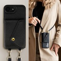 Selencia Sera HandyHülle mit Kordel und Umschlag-Kartenhalter Apple iPhone 17e / 16e - Schwarz