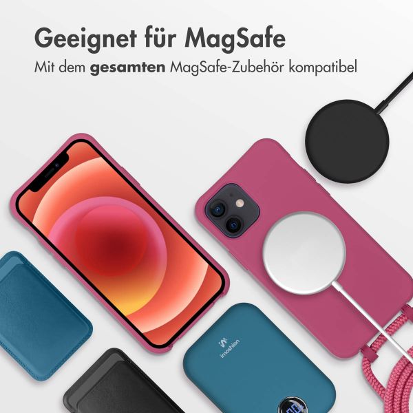 imoshion Color Backcover mit abnehmbarem Handykette und MagSafe Apple iPhone 12 (Pro) - Raspberry
