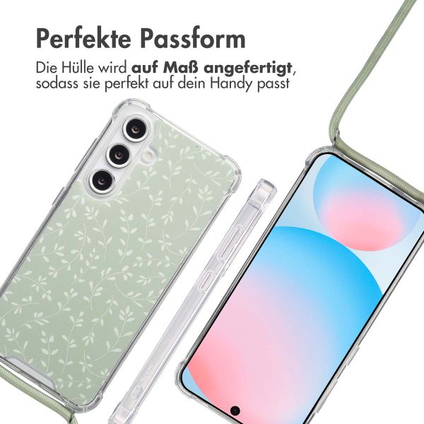 imoshion Design Hülle mit Band Samsung Galaxy S24 FE - Smoke Green Flowers