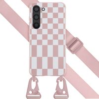 Selencia SilikonHülle design mit abnehmbarem Band Samsung Galaxy S23 - Irregular Check Sand Pink