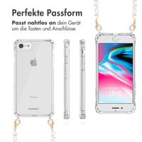 imoshion Back Cover mit Band + Armband für das iPhone 8 / 7  / SE (2022 / 2022) - Perlen Herzchen