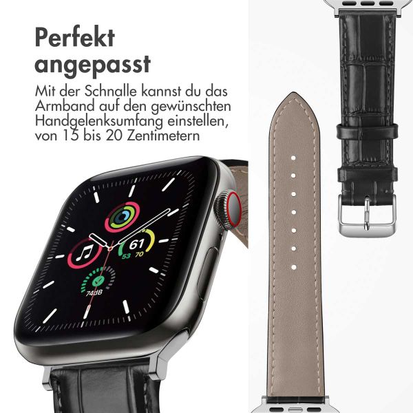 imoshion Leder-Krokodilarmband für das Apple Watch Series 1 bis 11 / SE / Ultra (44/45/46/49 mm) - Schwarz