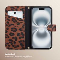 Selencia Sabi Klapphülle mit Leopardenmuster Apple iPhone 16 - Mocha Brown