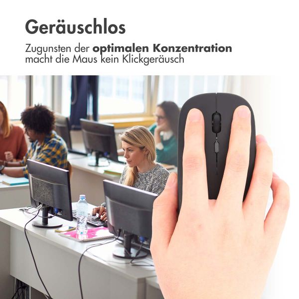 imoshion Kabellose Maus - Wiederaufladbare Computermaus + 2,4G USB-A Adapter - Schwarz