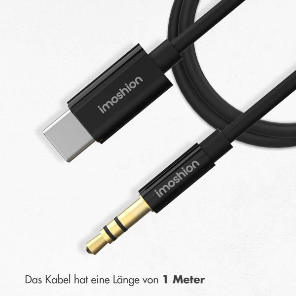 imoshion ﻿AUX-Kabel – 3,5 mm/Audio-Klinkenbuchse auf USB-C-Kabel – Stecker auf USB-C – 1 Meter – Schwarz