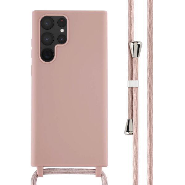 imoshion Silikonhülle mit Band für das Samsung Galaxy S22 Ultra - Sand Pink