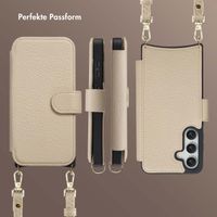 Selencia Riva Bookcase mit MagSafe und Handgelenkband Samsung Galaxy S24 / S25 - Beige