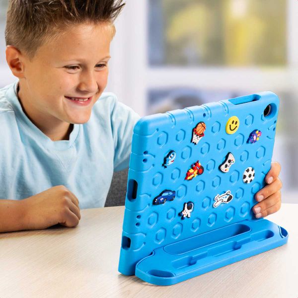 imoshion Kindersichere Schutzhülle mit abnehmbaren Ansteckern Samsung Galaxy Tab A11 Plus / A9 Plus - Blau