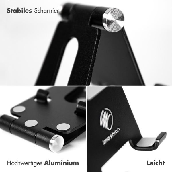 imoshion Handyhalterung für den Schreibtisch – Tablethalter für den Schreibtisch – verstellbar – Aluminium – schwarz