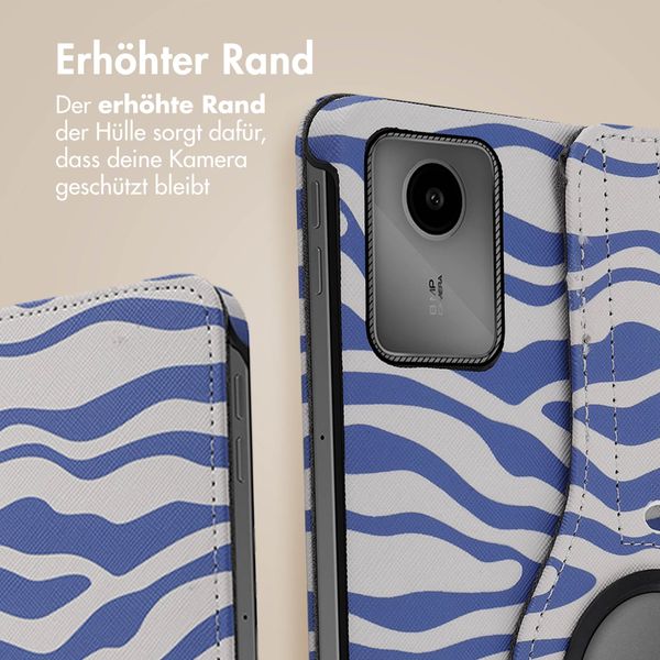 imoshion 360° drehbare Design Klapphülle für das Lenovo Tab M11 - White Blue Stripes