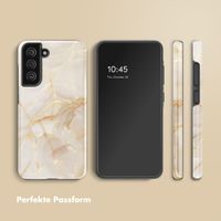 Selencia Vivid Tough Back Cover für das Samsung Galaxy S21 FE - Golden Beige Marble