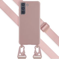 Selencia Silikonhülle mit abnehmbarem Band für das Samsung Galaxy S21 FE - Sand Pink