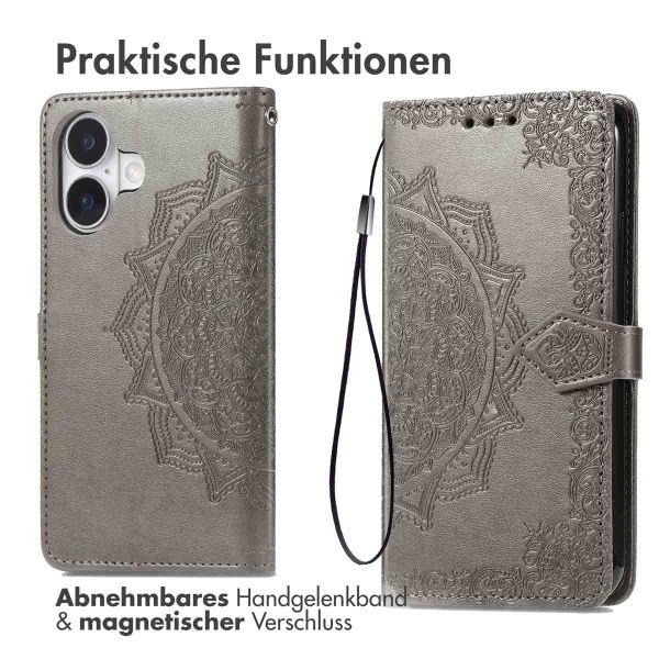 imoshion Mandala Klapphülle Apple iPhone 16 - Grau