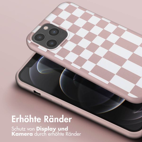 Selencia Silikonhülle design mit abnehmbarem Band für das iPhone 12 Pro Max - Irregular Check Sand Pink