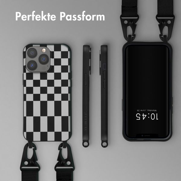 Selencia SilikonHülle design mit abnehmbarem Band Apple iPhone 13 Pro - Irregular Check Black
