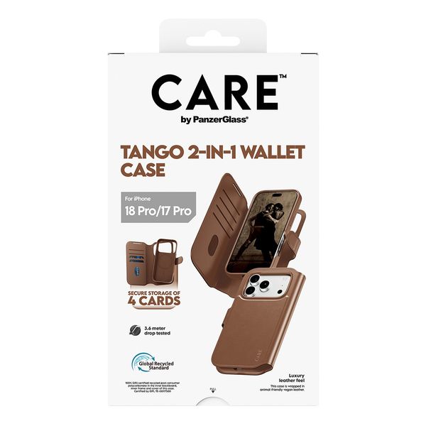 CARE by PanzerGlass Tango 2 in 1 Wallet Case MagSafe Apple iPhone 18 Pro / 17 Pro - Braun