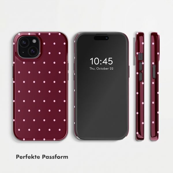 Selencia Vivid Back Cover Apple iPhone 15 - Happy Dots Burgundy