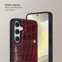 Selencia Nova Croco HandyHülle mit Kordel und Kartenhalter Samsung Galaxy S24 / S25 - Burgundy