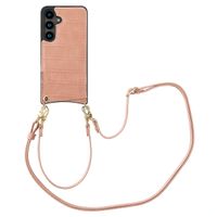 Selencia Nova Croco Handyhülle mit Kordel und Kartenhalter Samsung Galaxy S24 - Old Pink