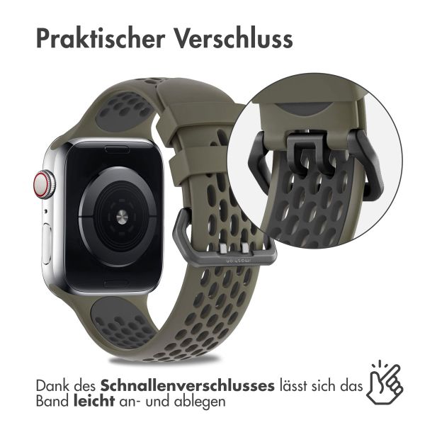 imoshion Silikonsportarmband Buckle für das Apple Watch Series 1-9 / SE - 38/40/41 mm / Series 10 - 42 mm - Grün / Schwarz