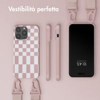 Selencia SilikonHülle design mit abnehmbarem Band Apple iPhone 14 Pro Max - Irregular Check Sand Pink